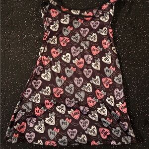 Dolls Kill Black and Pink Heart Print Dress